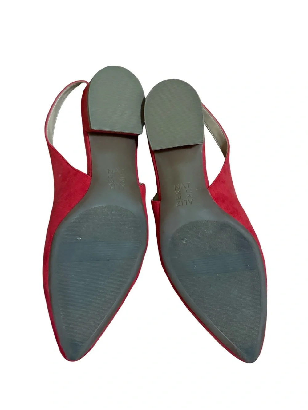 Naturalizer Size 8 Red Suede Pointed Toe Slingback Flats Shoes